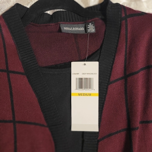 Nina Leonard women's  Dress/Cardigan  in Deep Wine/Black Medium  NWT - Picture 12 of 12